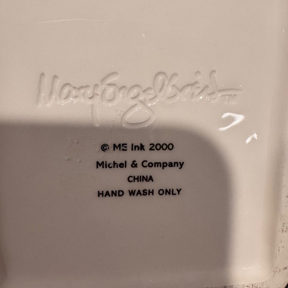 Mary Engelbreit Cherry Polka Dot Checkered Ceramic Basket Planter Decor 2000 - Picture 6 of 7